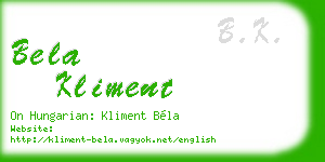 bela kliment business card